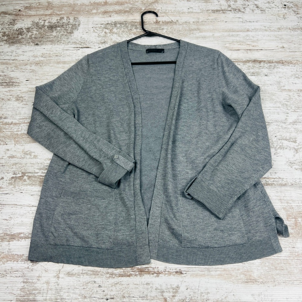 Verve Ami Womens L Gray Open Front Cardigan Sweater Recycled Modal Knit